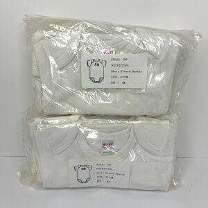 12 Soft Bebe, White Short Sleeve Onesie, 6-12 & 12-18 months